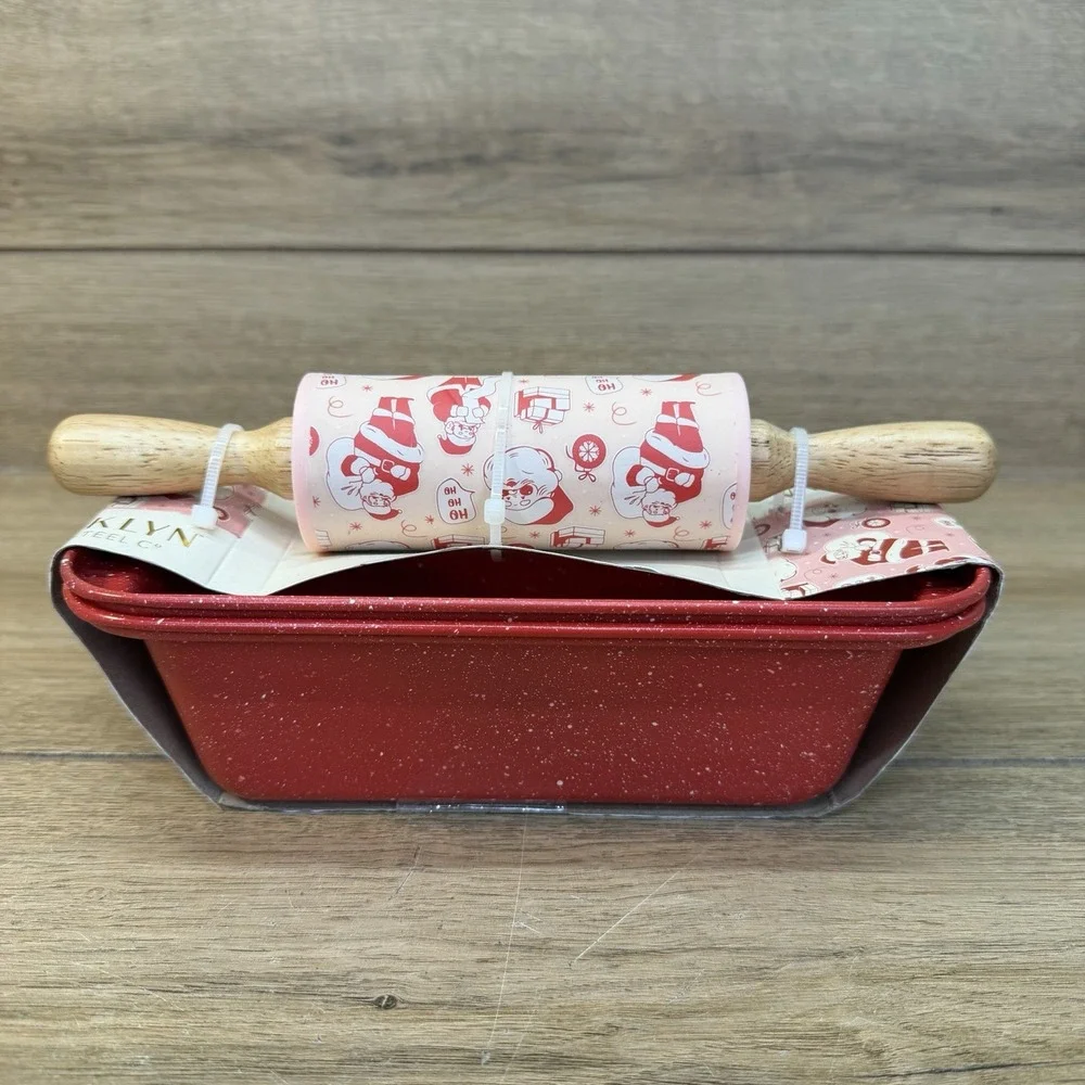 BKLYN Steel Co Holiday Mini Bakeware Gift Set Red Christmas Santa 3 Piece